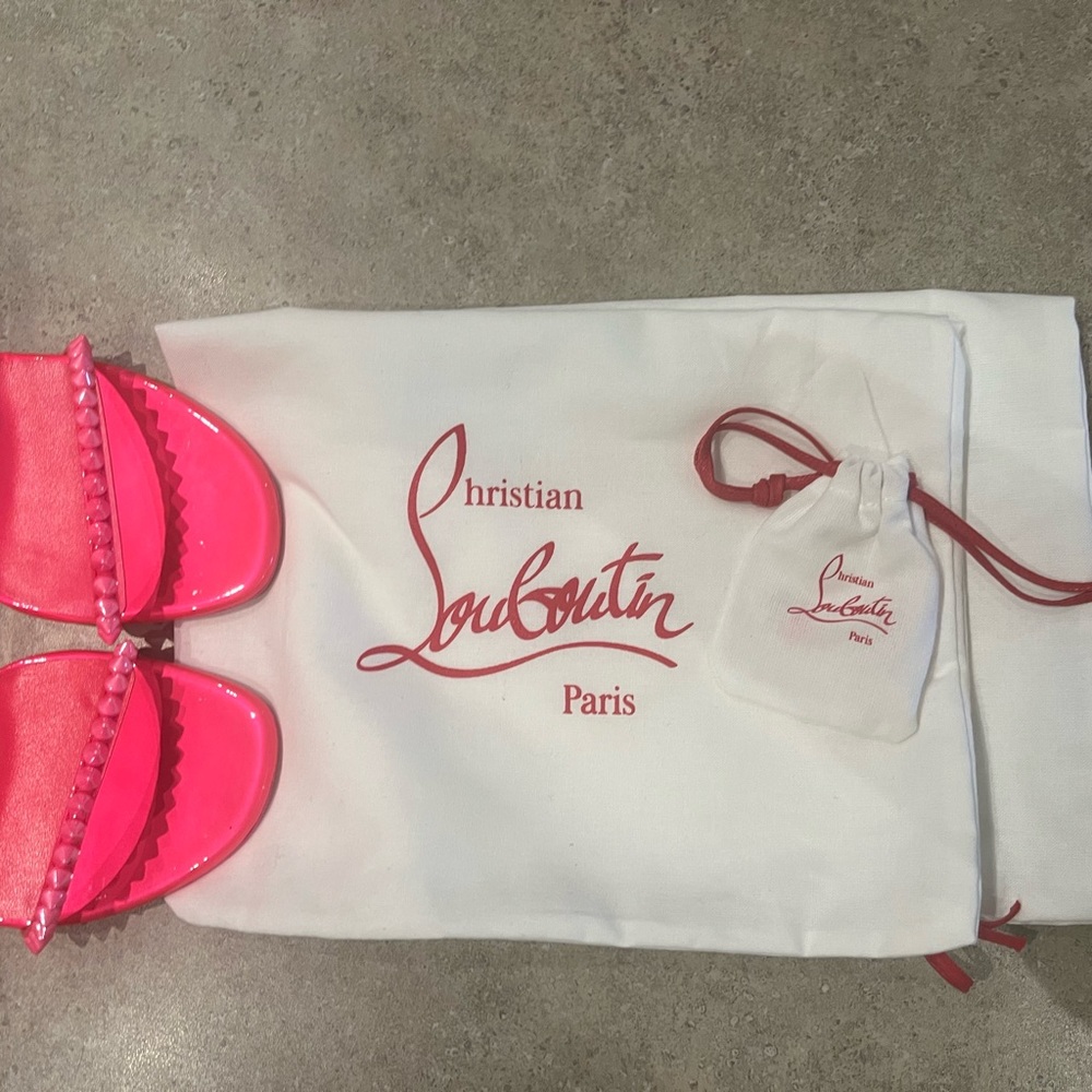 Christian Louboutin So Me Sandals 36.5 Fluo Pink NWT - Picture 5 of 8